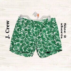 J.Crew womens shorts size 2 white with green prints